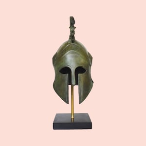 Ancient Greek Spartan Helmet - Corinthian Type - Warrior - Classic Period - Museum Replica - Marble Base - Bronze
