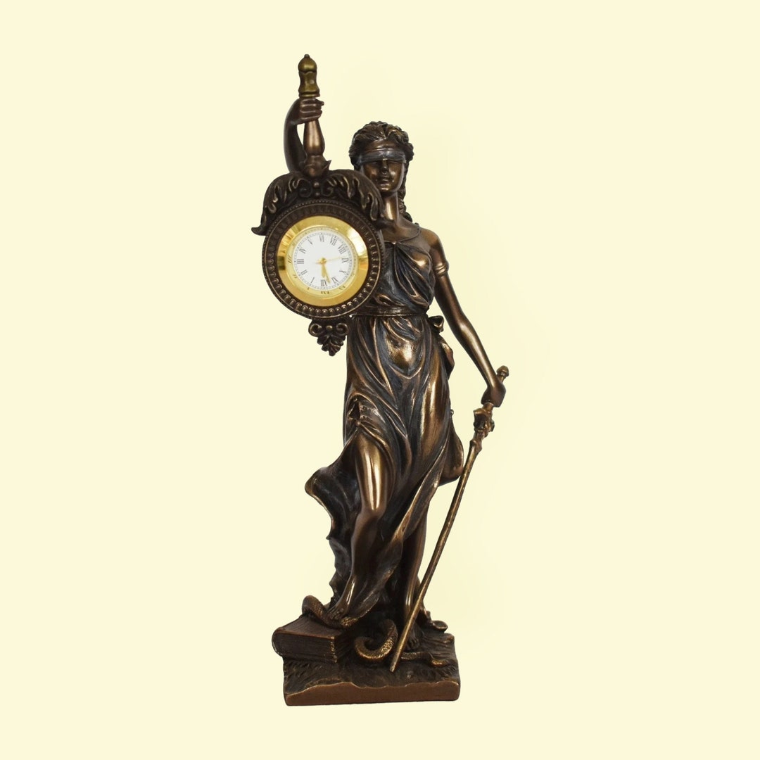 Themis Justitia With Clock Titan Goddess Personification Etsy