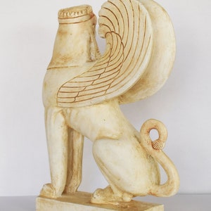 Ancient Greek Sphinx Mythical Creature with the head of a Woman, the haunches of a Lion and the wings of a Bird Casting Stone image 7