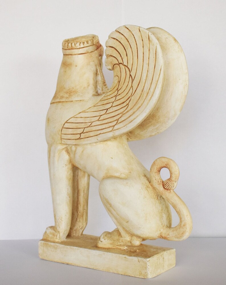 Ancient Greek Sphinx Mythical Creature with the head of a Woman, the haunches of a Lion and the wings of a Bird Casting Stone image 7