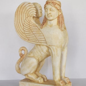 Ancient Greek Sphinx Mythical Creature with the head of a Woman, the haunches of a Lion and the wings of a Bird Casting Stone image 2