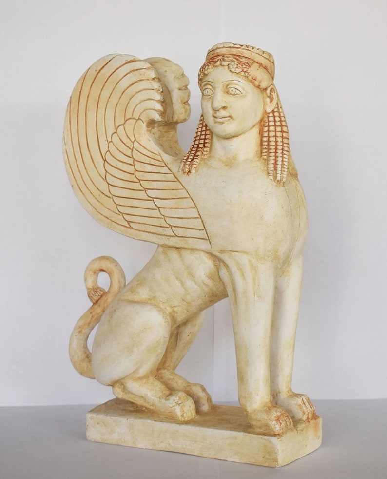 Ancient Greek Sphinx Mythical Creature with the head of a Woman, the haunches of a Lion and the wings of a Bird Casting Stone image 2