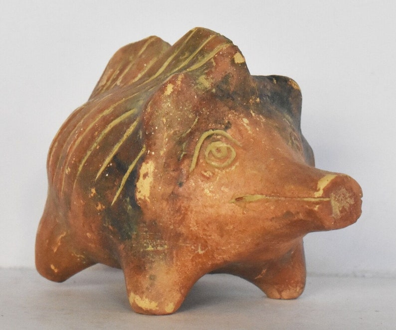 Idol of a Wild Pig Mycenaean, 1100 BC Emblem of Courage and Ferocity Miniature Replica Ceramic Artifact zdjęcie 1