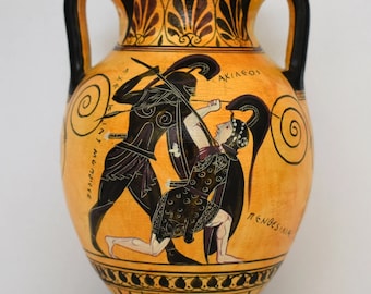 Achilles slaying Penthesilea - Black-figured amphora - 540-530 BC - British Museum -  Replica - Ceramic Vase