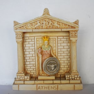 Parthenon Facade with Athena&#39;s Statue - 447-438 BC - The most important Monument of Ancient Greece - Casting Stone