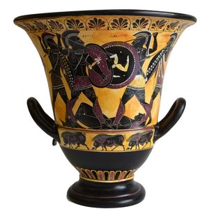 Battle of Warriors from the Trojan War - Achilles Hector Menelaos Paris - Krater, 550 BC - Replica - Ceramic Vase