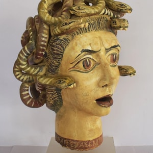 Medusa Head - The most famous of the monster figures known as Gorgons - Snake-Haired - Killed by Perseus - Ceramic Artifact