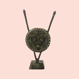 Ancient Greek Shield - Aspis - with Spears and Lion Design - Museum Replica - Bronze