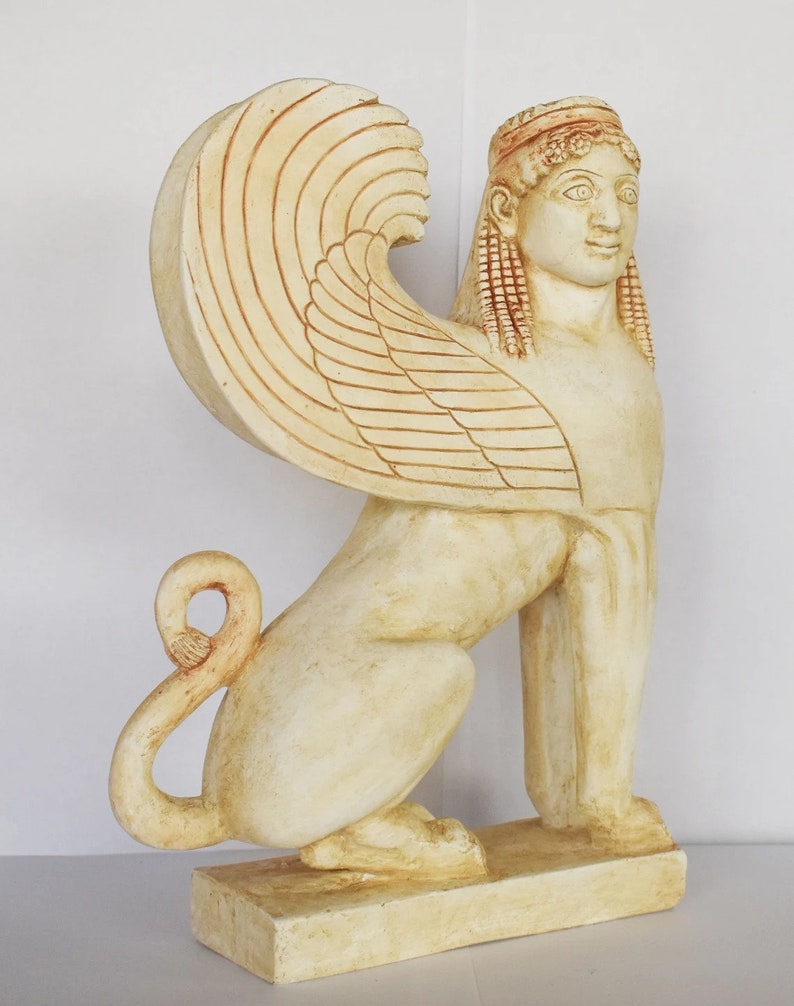 Ancient Greek Sphinx Mythical Creature with the head of a Woman, the haunches of a Lion and the wings of a Bird Casting Stone image 3