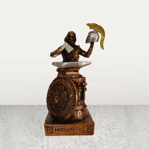 Hephaestus Vulcan - Olympian God of Fire, Smiths, Craftsmen, Metalworking, Stonemasonry and Sculpture - Copper Plated Alabaster