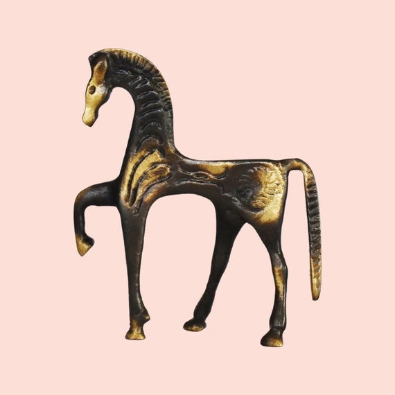 ヴィンテージ 民族工芸品 ギリシャの馬と戦車 置物 ブロンズ