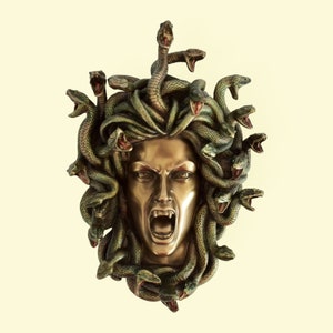 Medusa Mask - The most famous of the monster figures known as Gorgons - Snake-Haired - Killed by Perseus - Cold Cast Bronze Resin