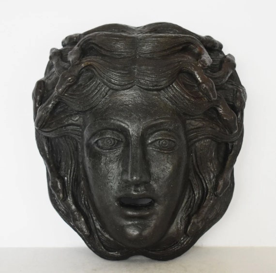 Medusa Mask - Snake-Haired Gorgon - Snake Lady - Monster Figure - Perseus  and Goddess Athena myth - Small - Cold Cast Bronze Resin