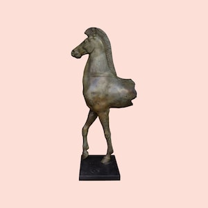 Statue of a Horse - Front part of a horse statue found east of the Erechtheion in 1887 - Acropolis Museum - Replica - Bronze