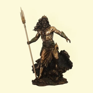 Poseidon Neptune - The Olympian God of the Sea, Earthquakes, Floods, Drought and Horses - Cold Cast Bronze Resin