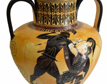 Achilles slaying Penthesilea - Dionysos and Oinopion - Black-figured amphora - 540-530 BC - British Museum -  Replica - Ceramic Vase