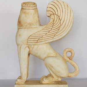 Ancient Greek Sphinx Mythical Creature with the head of a Woman, the haunches of a Lion and the wings of a Bird Casting Stone image 6