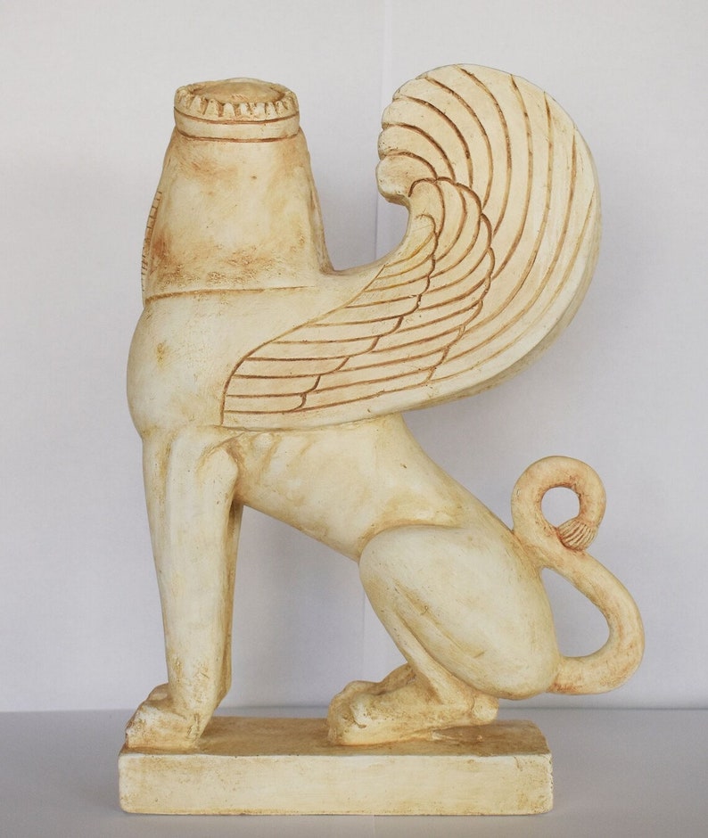 Ancient Greek Sphinx Mythical Creature with the head of a Woman, the haunches of a Lion and the wings of a Bird Casting Stone image 6