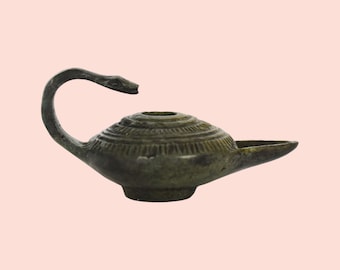 Ancient Greek Oil Lamp with Octopus and Snake Design - Reproduction - Small - Bronze