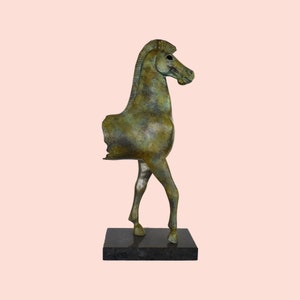 Statue of a Horse - Front part of a horse statue found east of the Erechtheion in 1887 - Acropolis Museum - Replica - Bronze