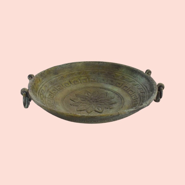 Ancient Greek Plate with Meander and floral design - Macedonian Kingdom - Reproduction - Bronze