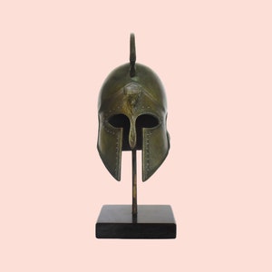 Ancient Greek Spartan Helmet - Corinthian Type - Warrior - Classic Period - Museum Replica - Marble Base - Bronze