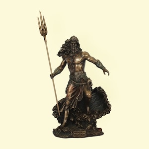 Poseidon Neptune - The Olympian God of the Sea, Earthquakes, Floods, Drought and Horses - Cold Cast Bronze Resin