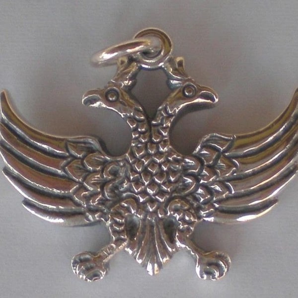 Aigle à deux têtes - Byzantin - L'empereur a autorité en matière laïque et religieuse - Orient et Occident - Pendentif - Argent sterling 925