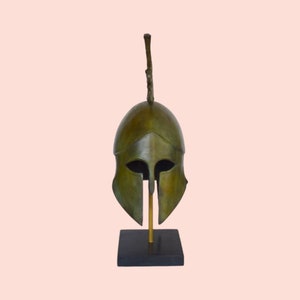 Ancient Greek Spartan Helmet - Corinthian Type - Warrior - Classic Period - Museum Replica - Marble Base - Bronze