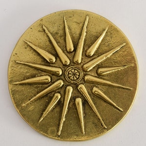 Vergina Sun - Rayed Solar Symbol - Macedonia - Dinastía Argead - Filipo II y Alejandro Magno - Pisapapeles - Bronce