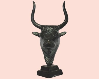 Minoan Bull Head with Double Axe - Earth Deity - Harmony between Humanity and Nature - Small - Bronze