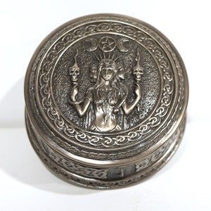 Hecate Hekate - Jewelry Box - Goddess of Magic, Witchcraft, the Night, Moon, Ghosts and Necromancy - Cold Cast Bronze Resin