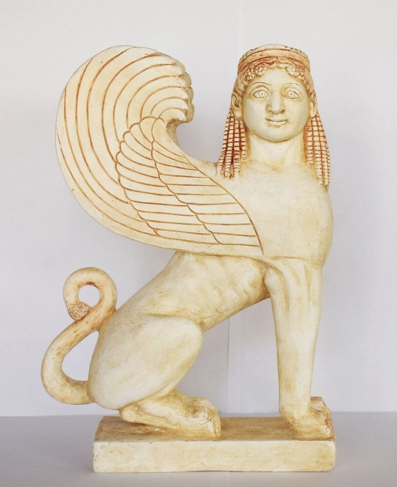 Ancient Greek Sphinx Mythical Creature with the head of a Woman, the haunches of a Lion and the wings of a Bird Casting Stone image 1