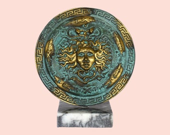 Goddess Athena Shield With Medusa Head and Greek Key, Greek ...