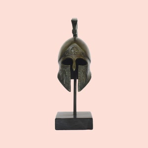 Ancient Greek Spartan Helmet - Corinthian Type - Warrior - Classic Period - Museum Replica - Marble Base - Bronze