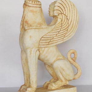 Ancient Greek Sphinx Mythical Creature with the head of a Woman, the haunches of a Lion and the wings of a Bird Casting Stone image 5