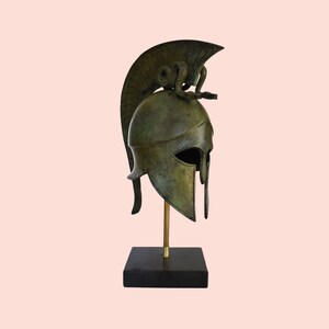 Ancient Greek Spartan Helmet - Corinthian Type - Warrior - Classic Period - Museum Replica - Marble Base - Bronze