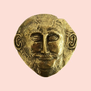 Mask of Agamemnon - Paperweight - The best known of Schliemann&#39;s finds from the royal tombs at Mycenae - Bronze