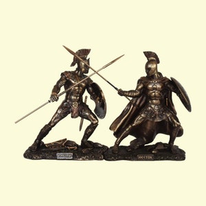 Achilles vs Hector - Battle in front of the walls of Troy - Homer&#39;s The Iliad -  Great heroes and Leaders - Cold Cast Bronze Resin