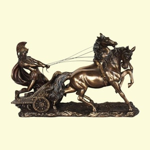 Achilles on chariot - Hero of the Trojan War - Greatest of all Greek Warriors - Central character of Homer&#39;s Iliad - Cold Cast Bronze Resin