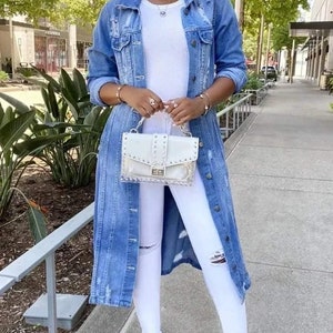 Ladies long hotsell denim coats