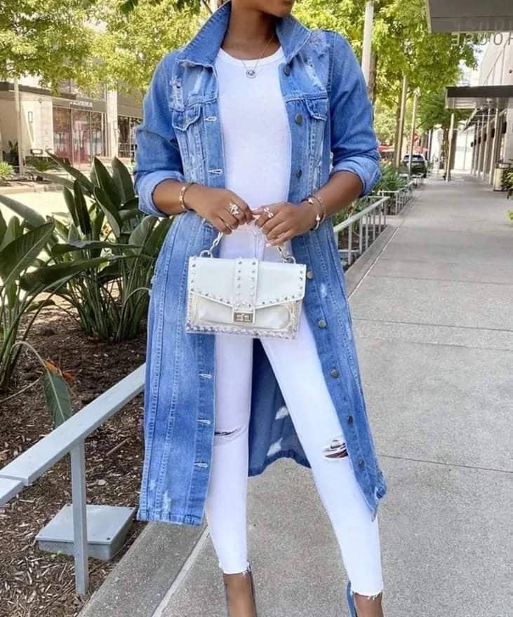 Long dress with store jeans jacket
