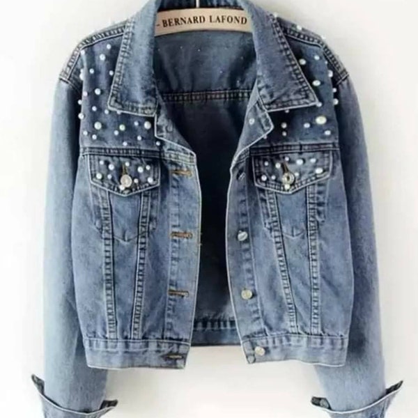 Women’s pearl denim jacket (PETITE SIZE)