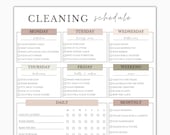 Editable Cleaning Schedule Canva | Printable Planner Checklist | Household Chore Chart | Neutral Colors
