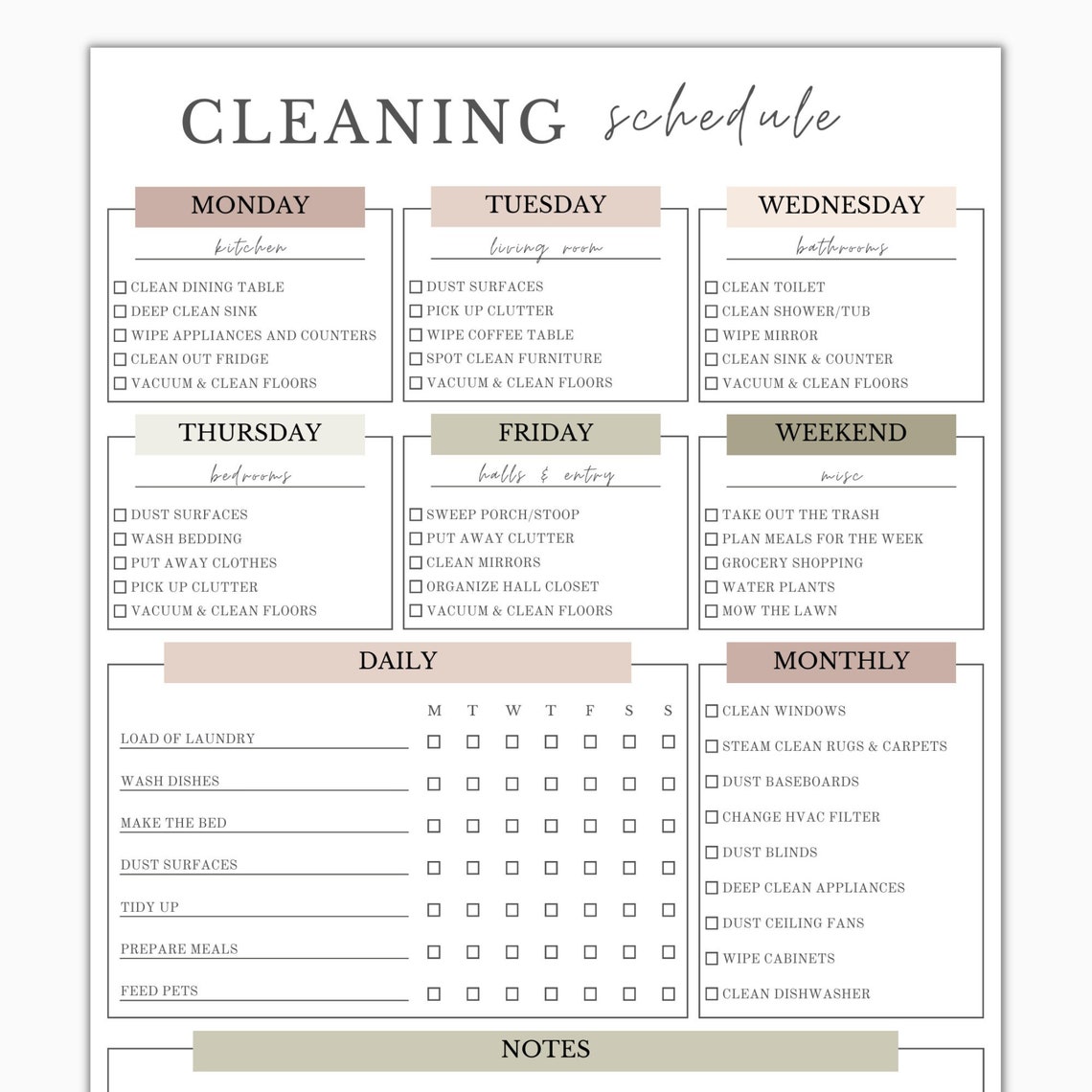 Editable Cleaning Schedule Canva Printable Planner Checklist Editable cleaning schedule canva printable planner checklist