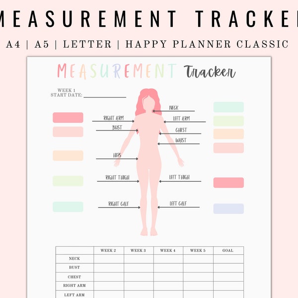 Body Measurement Tracker Printable - Etsy