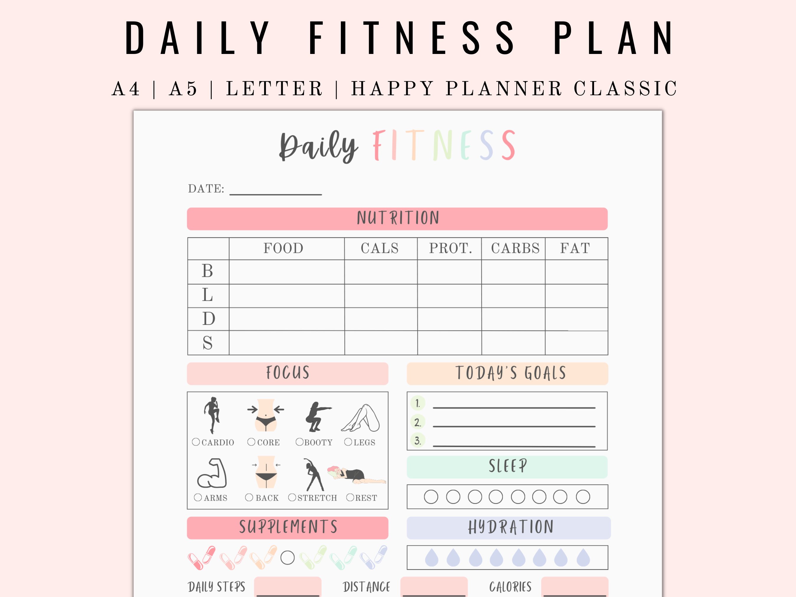 Fitness Planner Printable - Etsy
