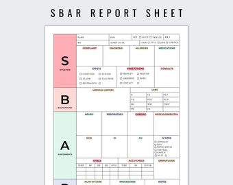 SBAR Nurse Report Sheet | Rainbow Colors