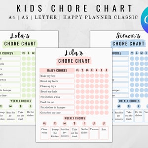 Family Chore Chart Chore Chart for Multiple Kids To Do List Personalized Planner Printable