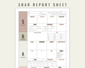 SBAR Nurse Sheet | Neutral Colors